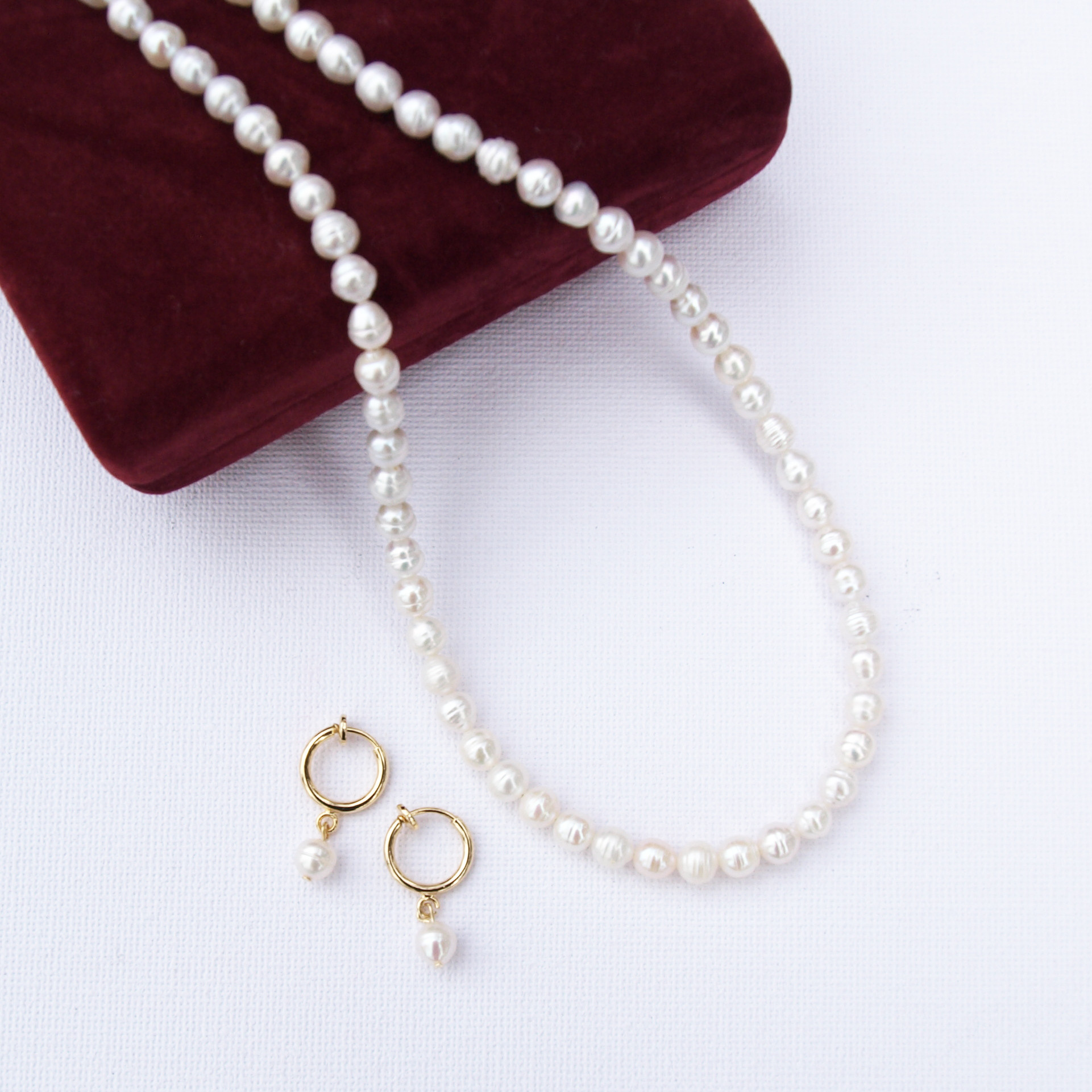 " Eve ” 淡水パール 1連 ネックレス イヤリング ホワイト セット セレモニー