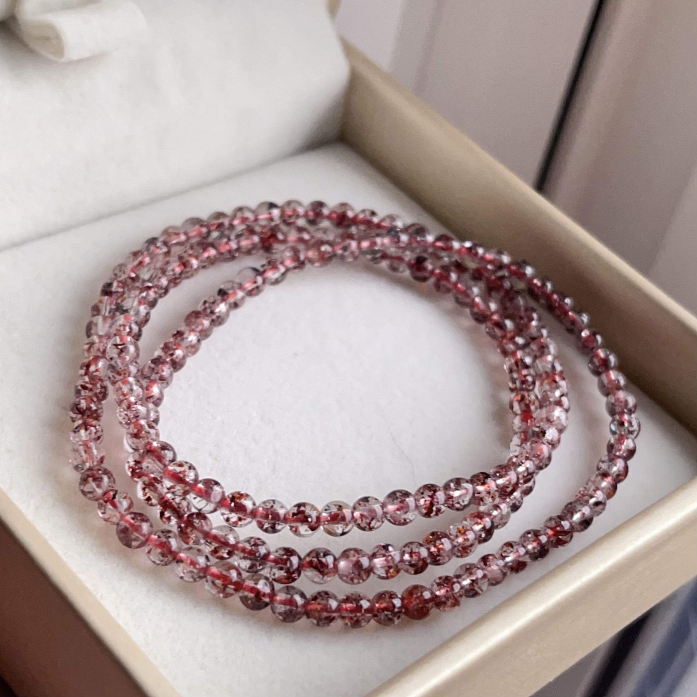 天然無処理　レッド　レピドクロサイトインクォーツ ブレスレット　No888