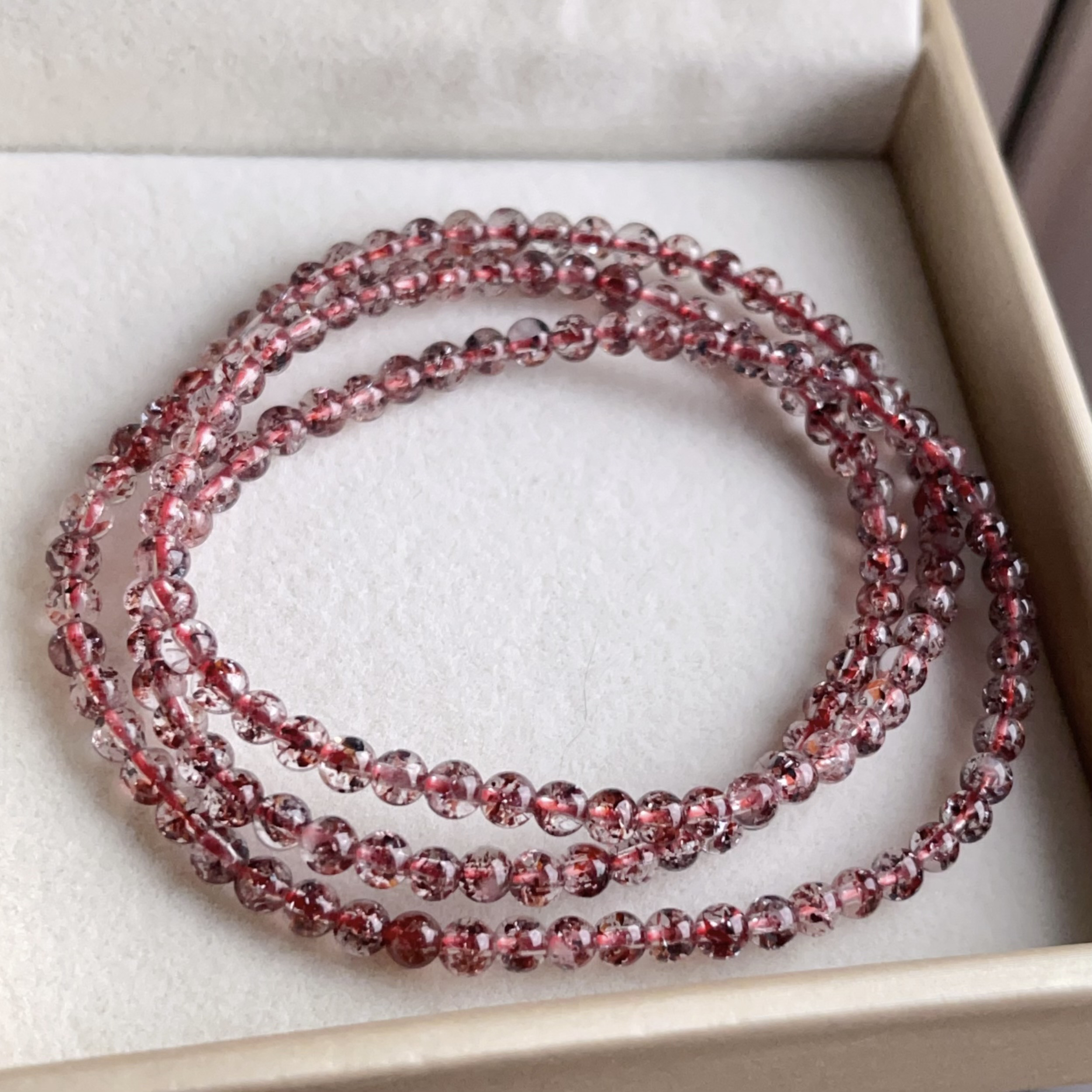 天然無処理　レッド　レピドクロサイトインクォーツ ブレスレット　No888