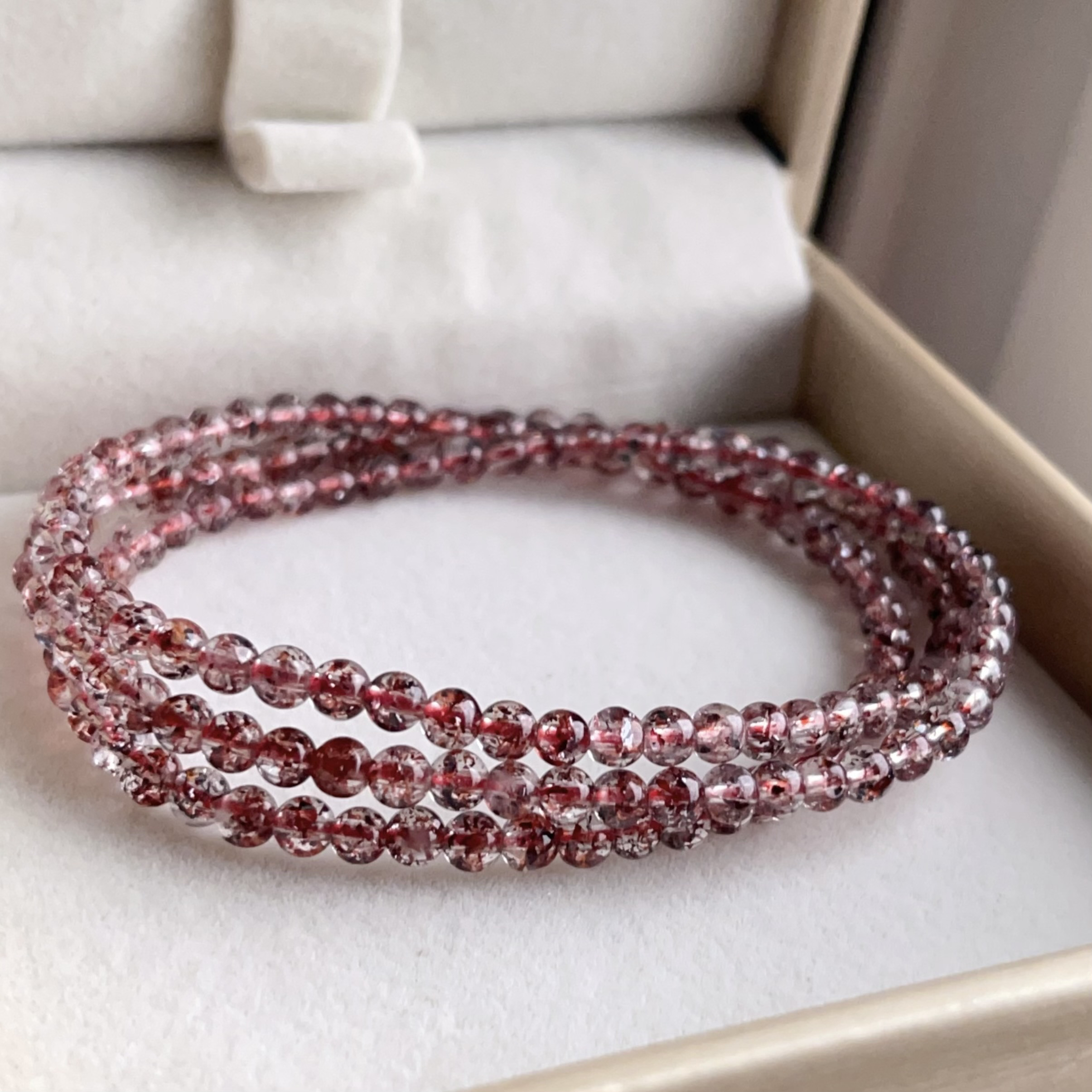 天然無処理　レッド　レピドクロサイトインクォーツ ブレスレット　No888