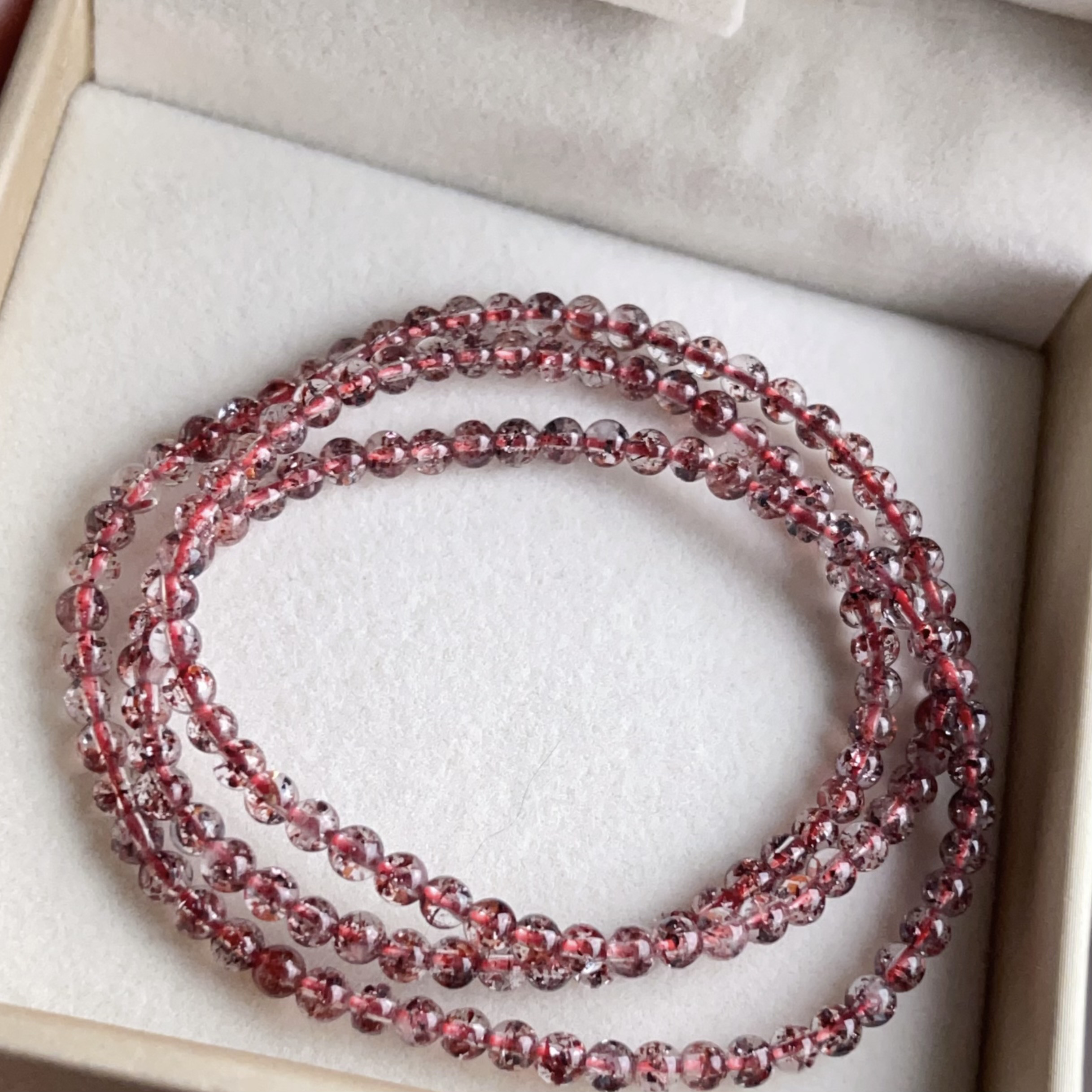 天然無処理　レッド　レピドクロサイトインクォーツ ブレスレット　No888