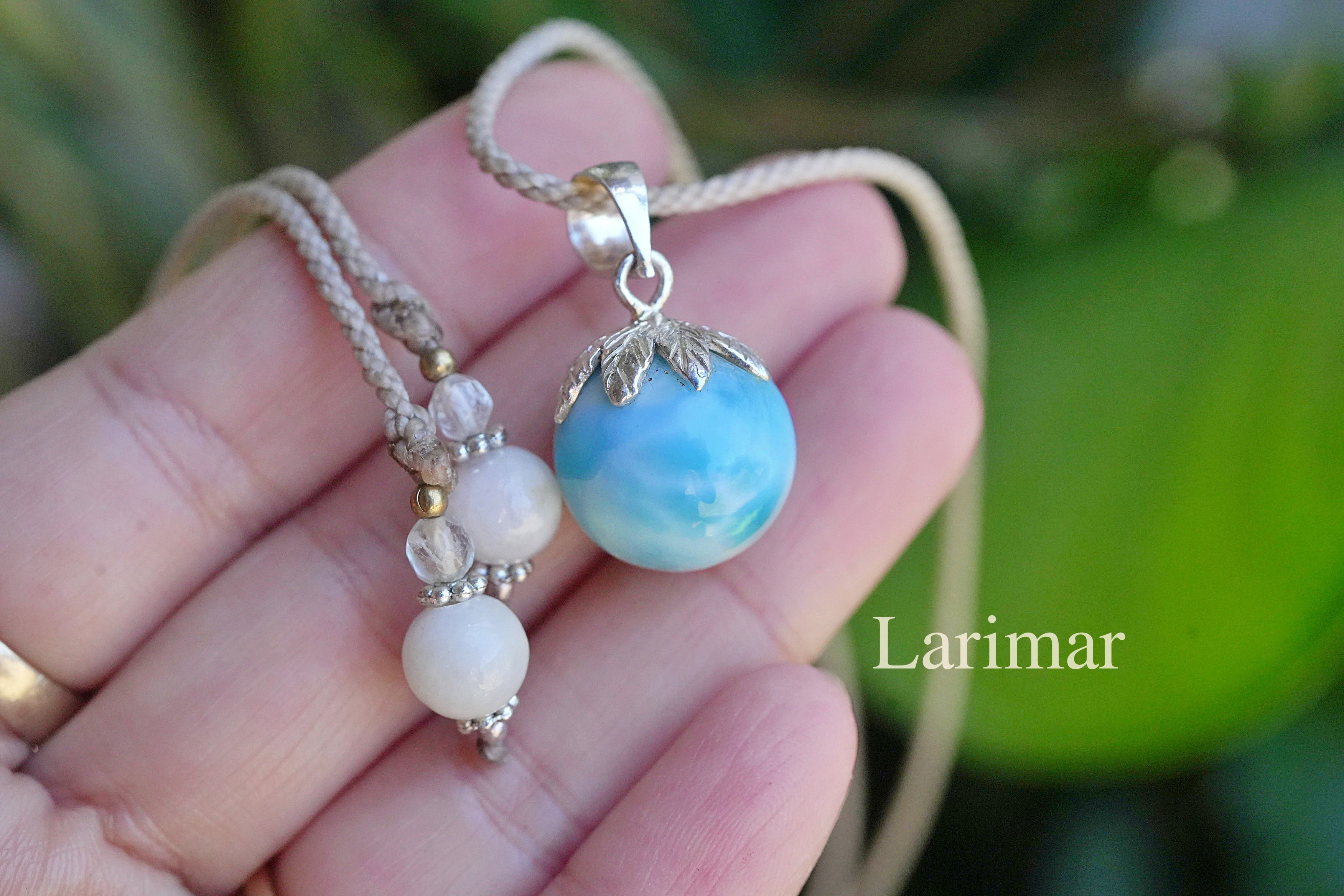 ほおずき★高品質ラリマー シルバーネックレス2584