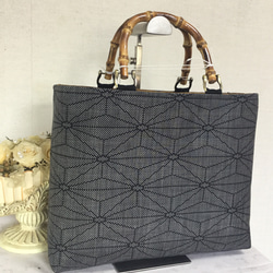 花ぷらら・オリジナル・大島紬・1点もの・グレー&黒・ハンドメイド