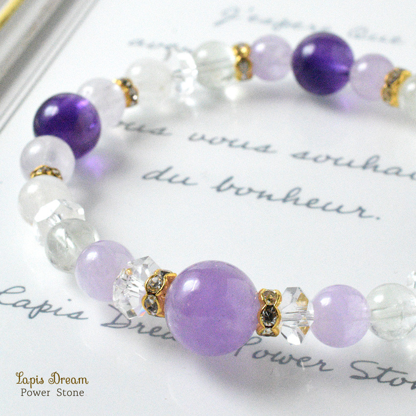 心を整え、前向きに進むお守り | 4種類のアメジストを使った天然石パワー.ストーン ブレスレット