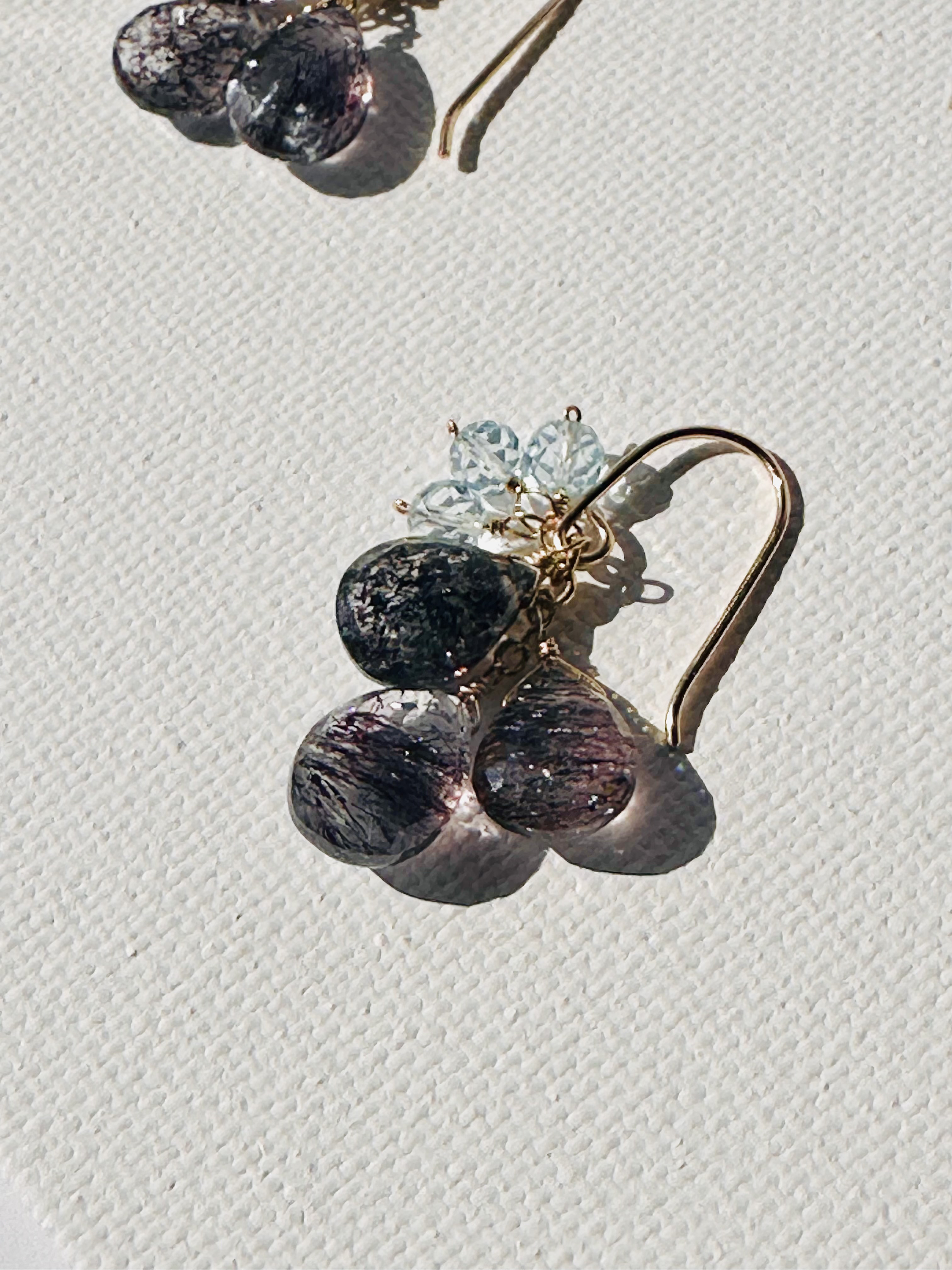 【Twilight Bloom】スーパーセブン × ブルートパーズ 14kgfピアス