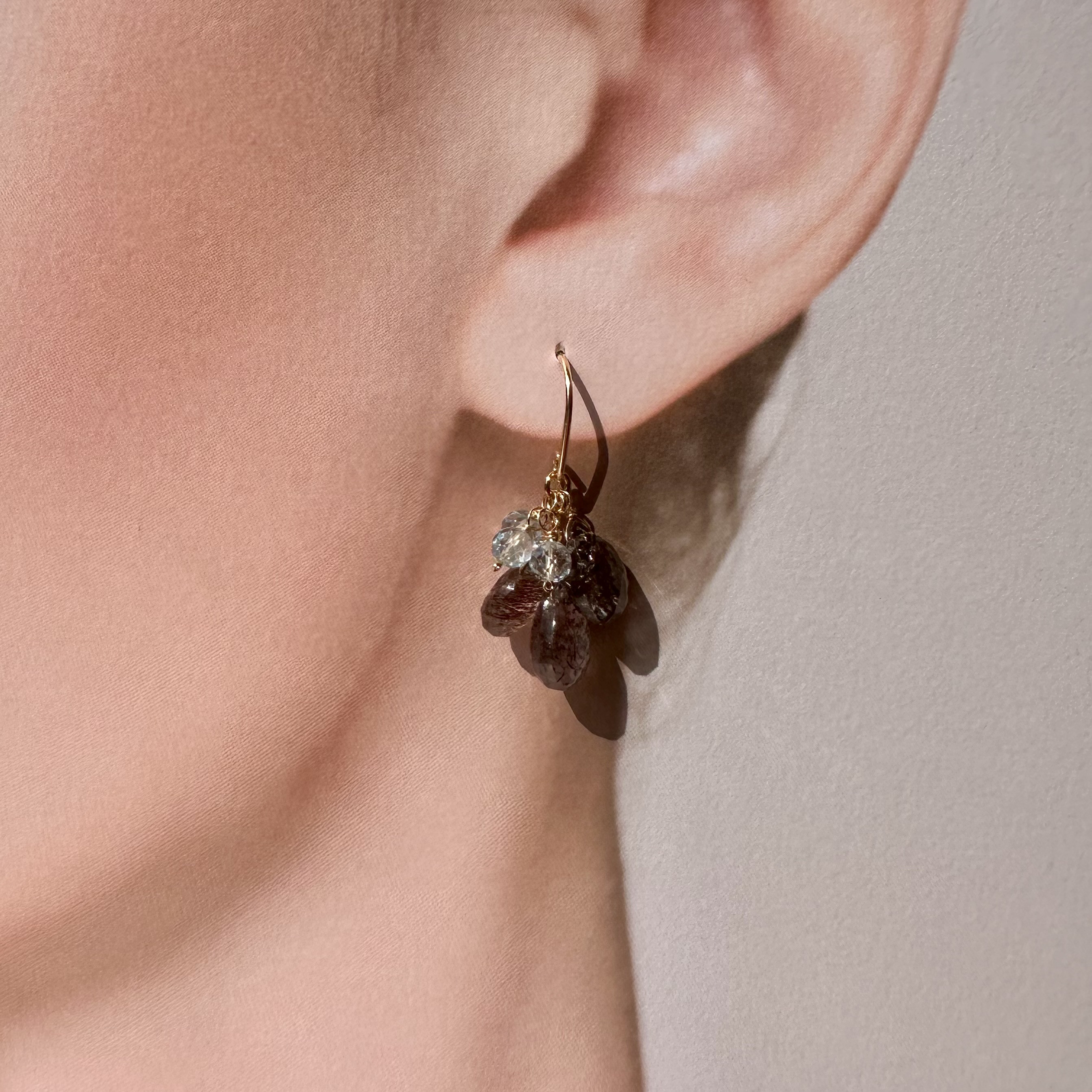 【Twilight Bloom】スーパーセブン × ブルートパーズ 14kgfピアス