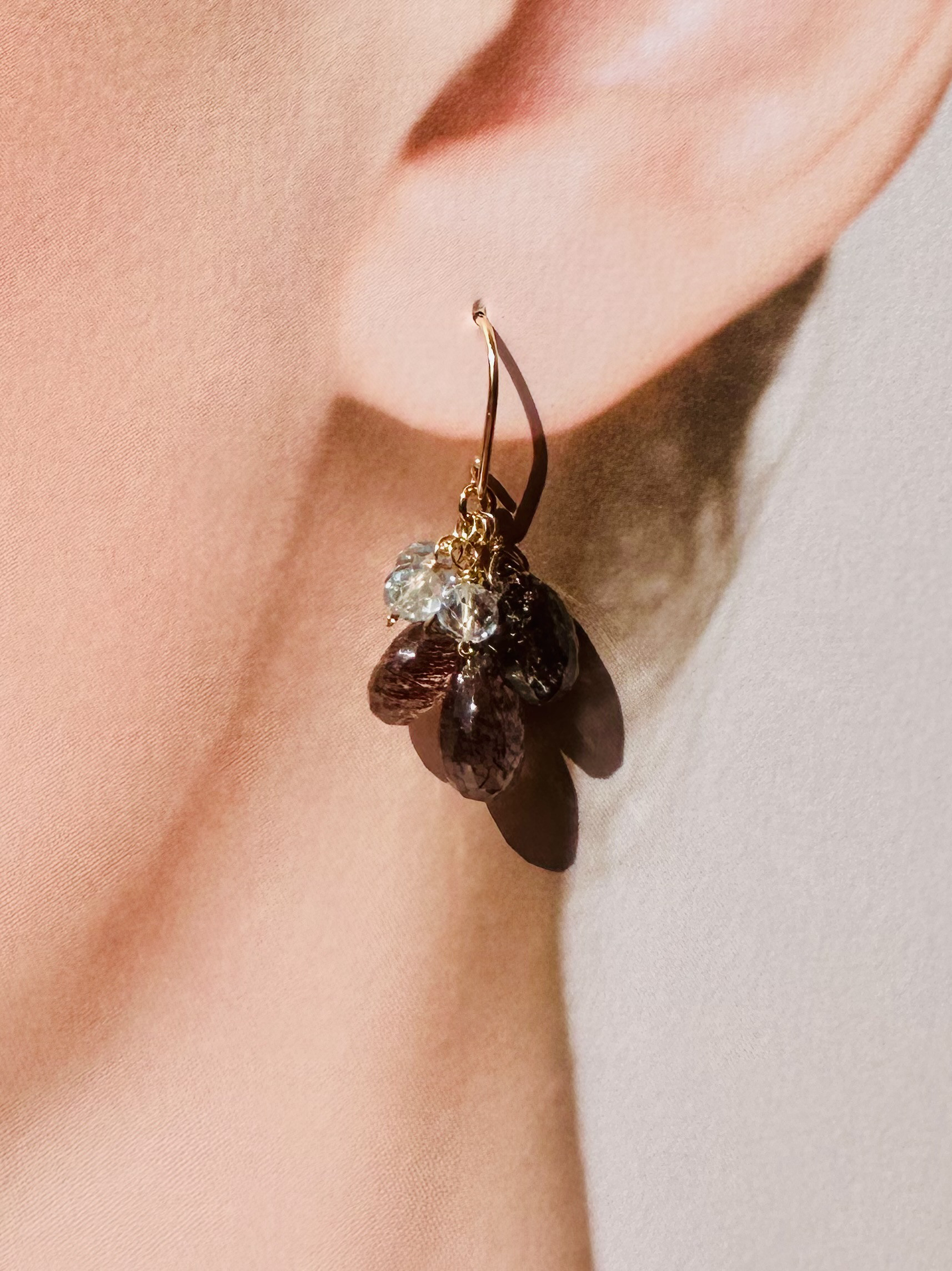 【Twilight Bloom】スーパーセブン × ブルートパーズ 14kgfピアス