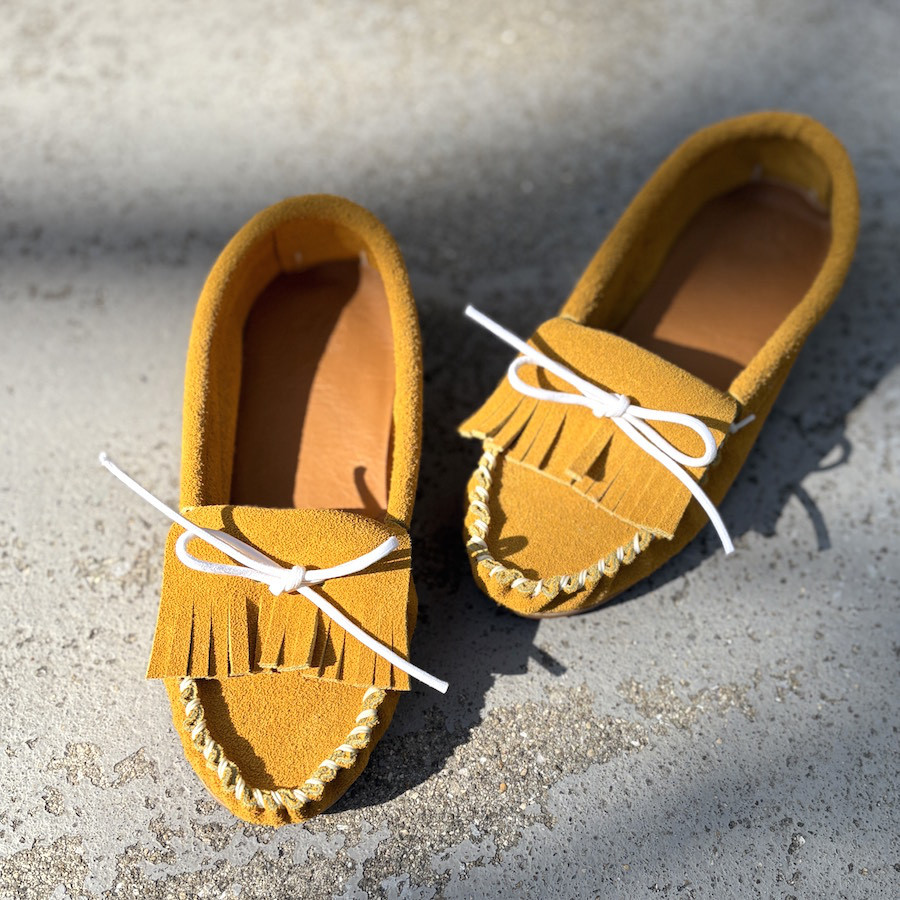送料無料/ イエロー　スエード　フリンジ　モカシンシューズ・スリッポン・ローファー・オフシーン　MADE IN JAPA 7,920円