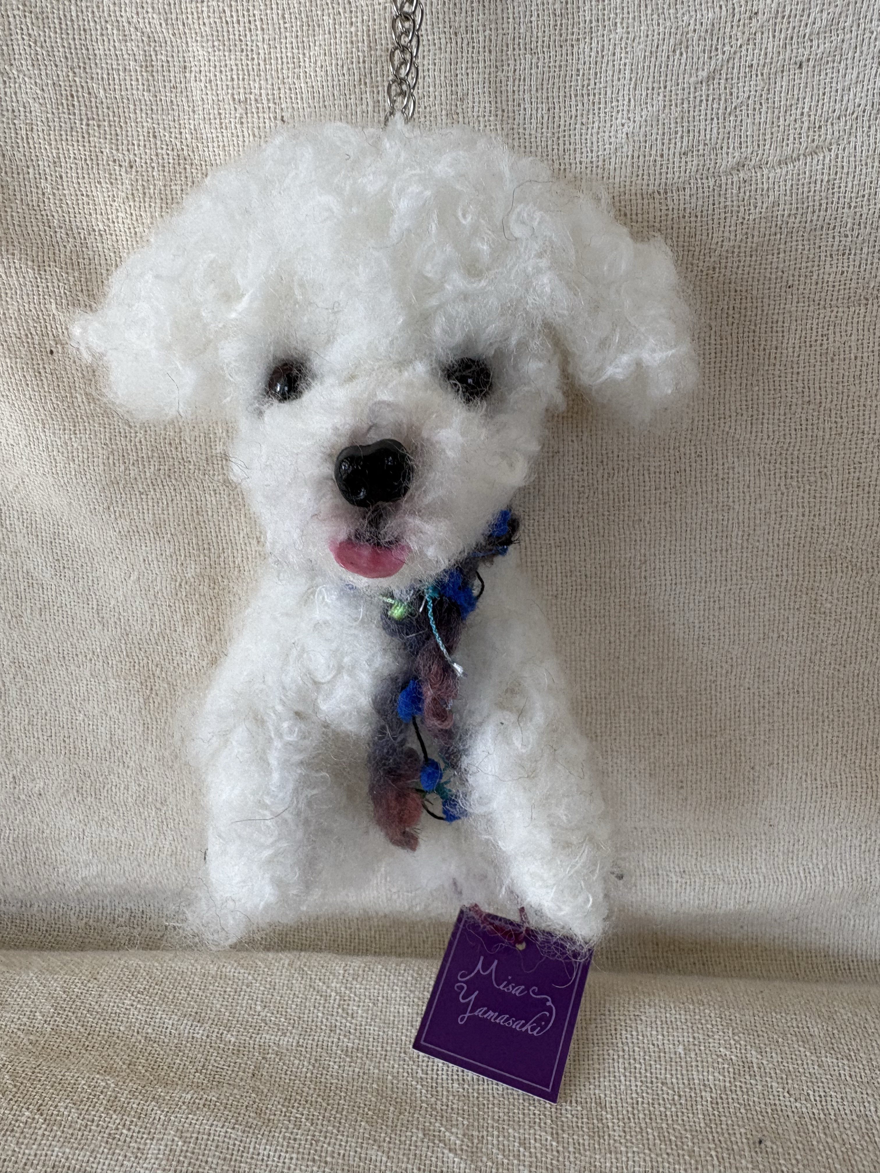 トイプードル　白　マルプー　バッグチャーム　キーホルダー　羊毛フェルト　羊毛