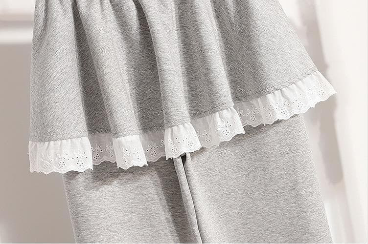 新品 大きいサイズ 秋冬 裾レース スウェット パンツ スカート風 ペプラムp