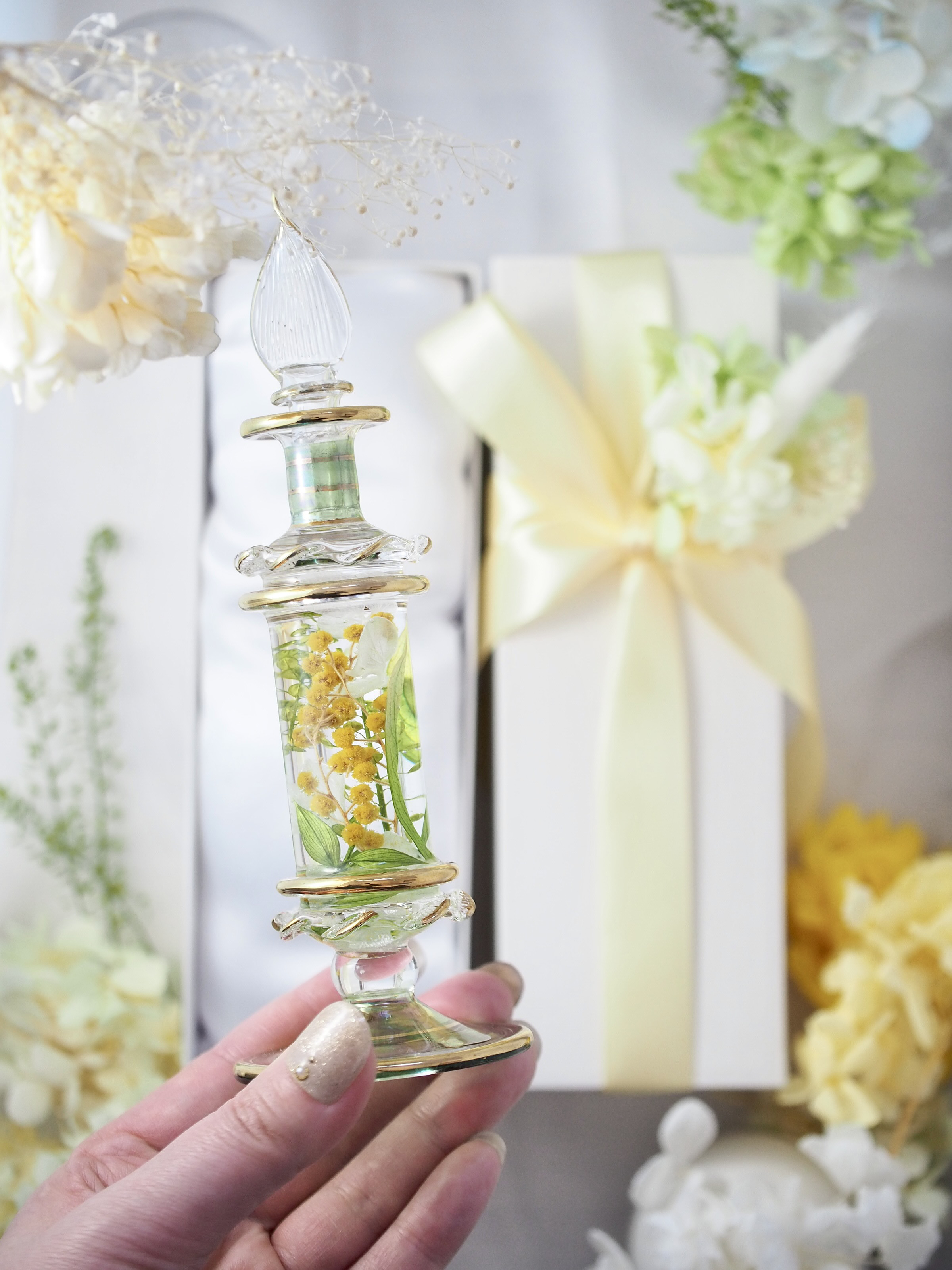 【2026新デザイン】ミモザグラス「Petit Soleil  プティ・ソレイユ」(小さな太陽) フラワーアートグラス