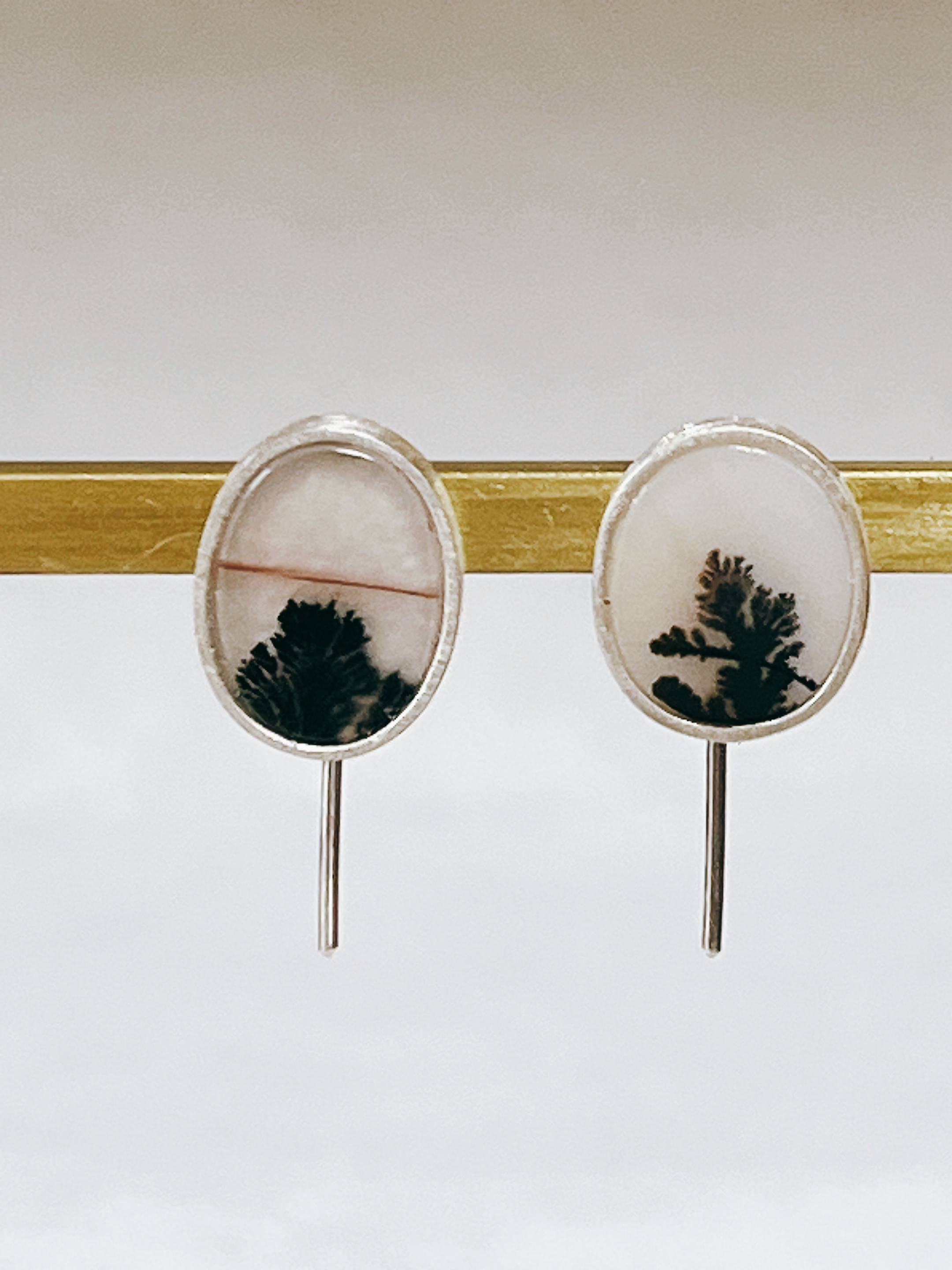 デンドライトアゲート　シルバーピアス