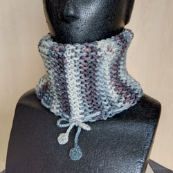 帽子＆スヌード2way☆グレー系＋茶色＊洗濯機OK！ 8枚目の画像