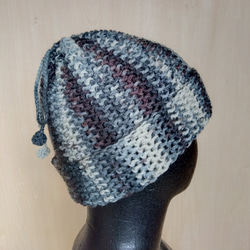 帽子＆スヌード2way☆グレー系＋茶色＊洗濯機OK！ 1枚目の画像