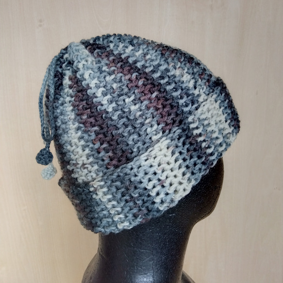 帽子＆スヌード2way☆グレー系＋茶色＊洗濯機OK！ 1枚目の画像