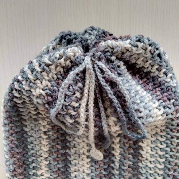 帽子＆スヌード2way☆グレー系＋茶色＊洗濯機OK！ 10枚目の画像