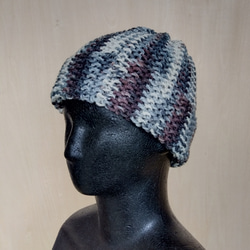 帽子＆スヌード2way☆グレー系＋茶色＊洗濯機OK！ 4枚目の画像