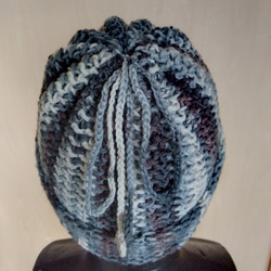 帽子＆スヌード2way☆グレー系＋茶色＊洗濯機OK！ 2枚目の画像