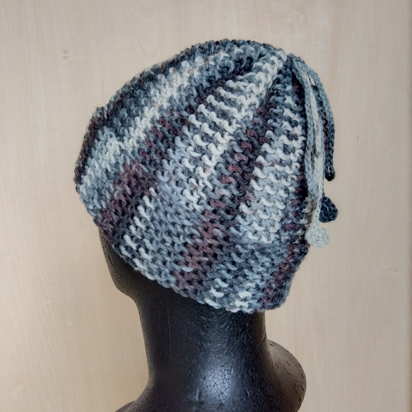 帽子＆スヌード2way☆グレー系＋茶色＊洗濯機OK！ 3枚目の画像