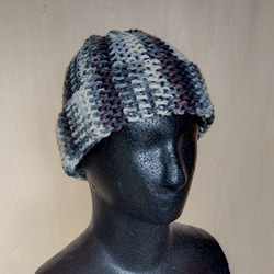 帽子＆スヌード2way☆グレー系＋茶色＊洗濯機OK！ 5枚目の画像