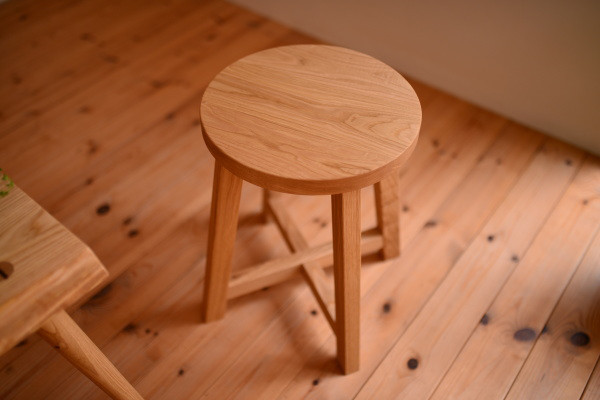 ※たこ様専用ページ※国産クリ無垢材 丸スツール・ナチュラル仕上げ2脚
