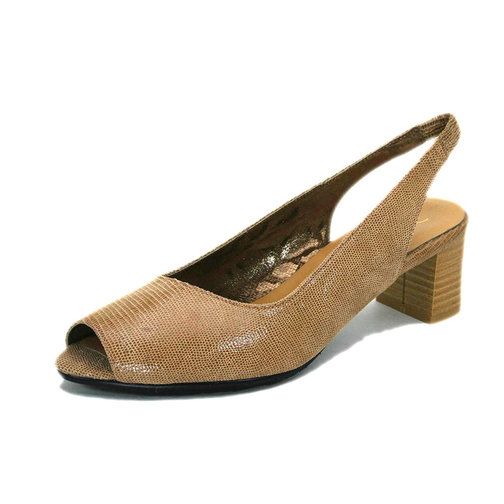 LC1007 リザード型押 オープントゥサンダル 21.5~25cm 選べるヒール高 受注生産