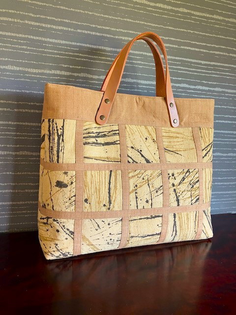 バティックと紬のテープ止め手提げ【SALE中 20%OFF】