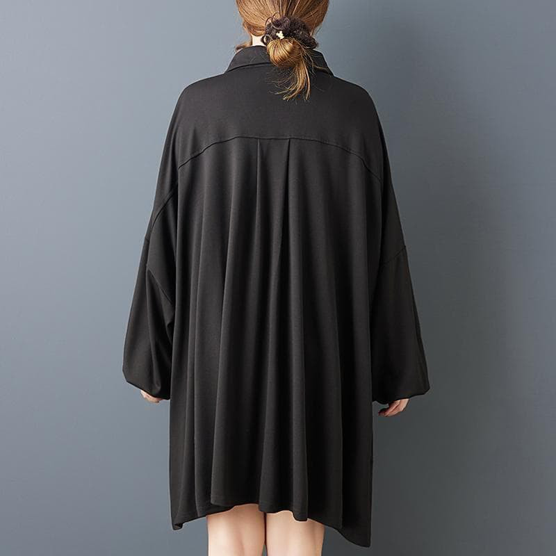 新品 大きいサイズ ゆったり ドルマン Vネック チュニック 黒 春 秋冬]]