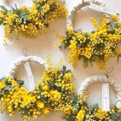 ミモザのハーフリース 【受注制作】 ホワイトリボン付き ドライ