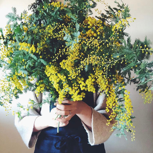 ミモザのハーフリース 【受注制作】 ホワイトリボン付き ドライ