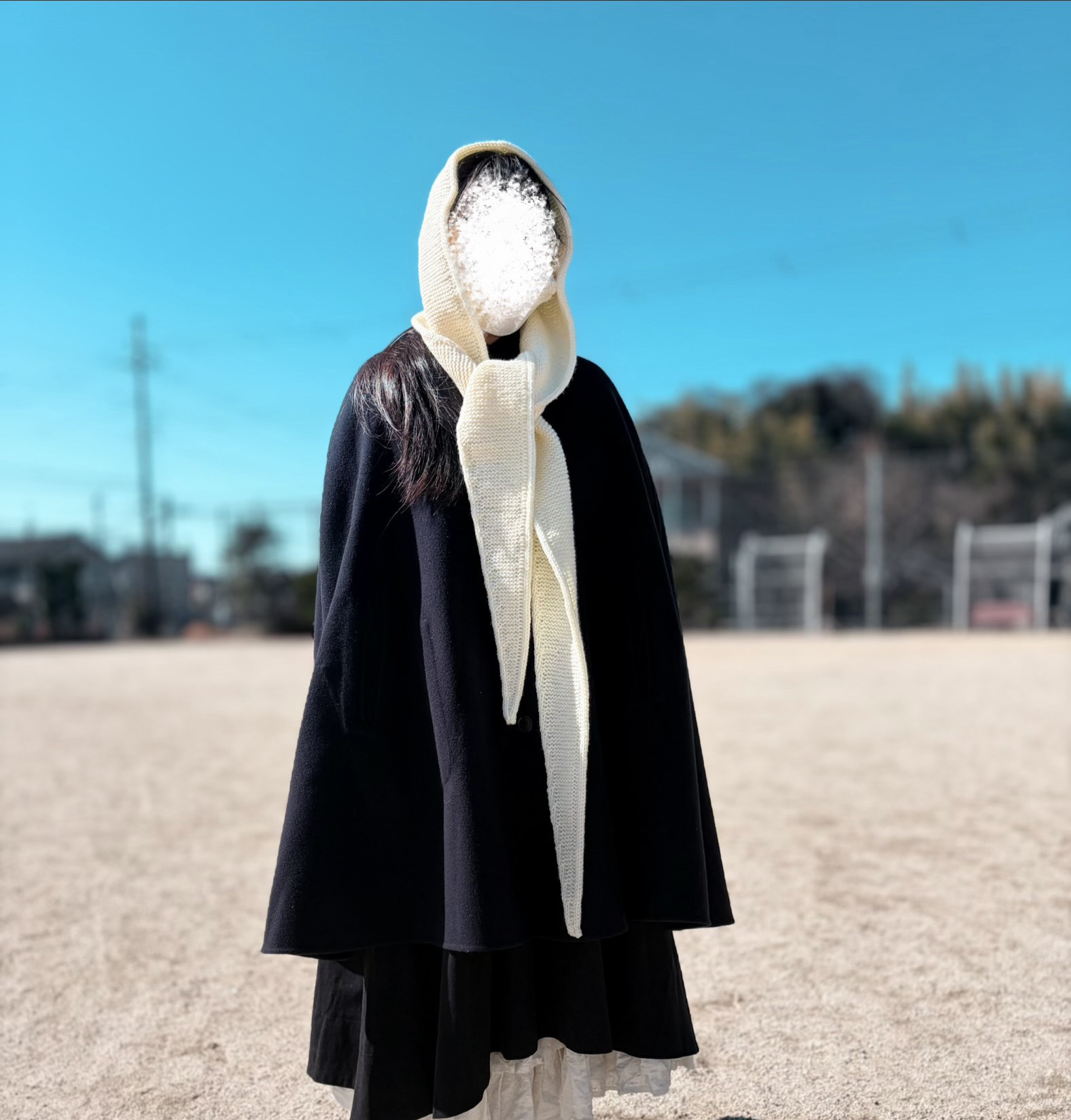 【在庫一点のみ】ソフィーフード 【白】sophiehood ニット帽 マフラー フード付きネックウォーマー バラクラバ