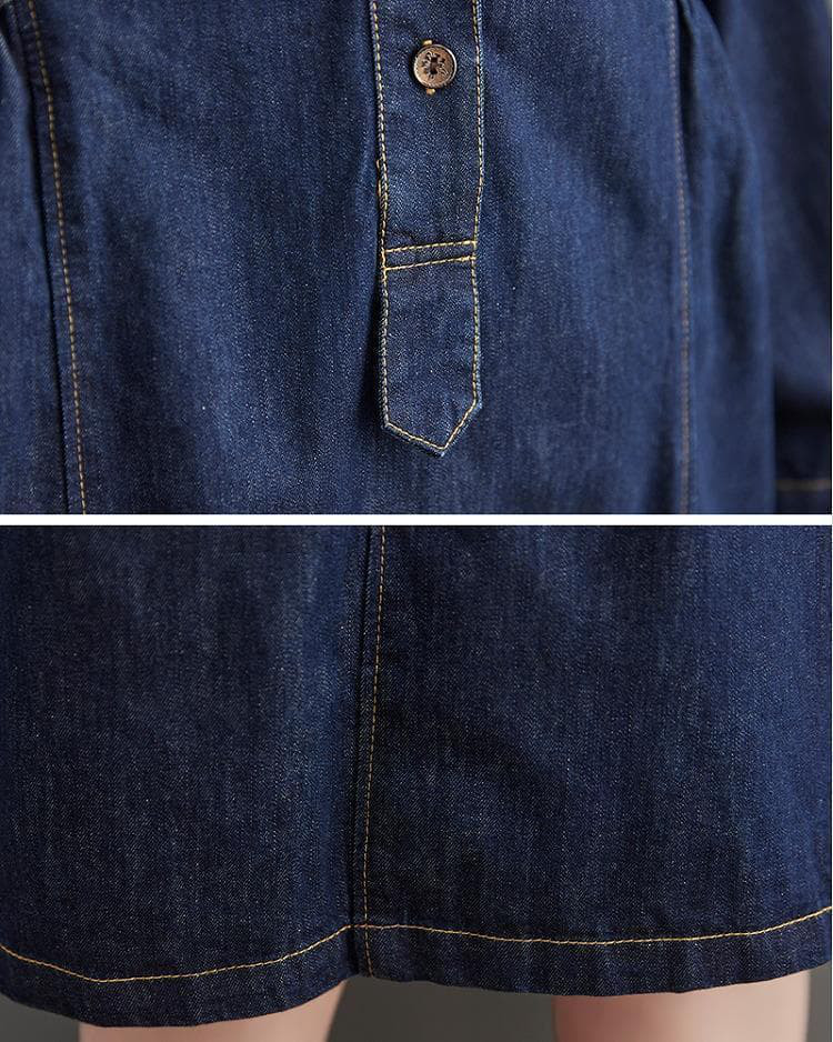 【新品】大きいサイズ デニムシャツワンピース ゆったり秋冬長袖レディース8