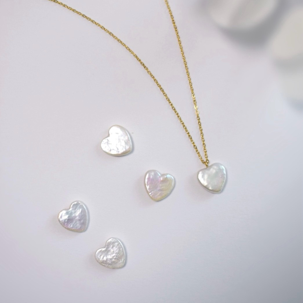 【長さ自在】  ハート淡水パールのスライドネックレス | サージカルステンレス  | 大人可愛い