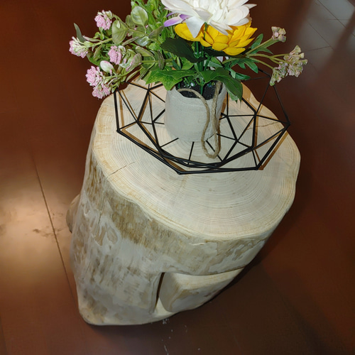 ①大型 切り株 ひのき くりぬき 親子 本立て 椅子 スツール テーブル