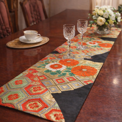 豪華刺繍 袋帯で作った正絹テーブルランナー帯リメイク1631 テーブル