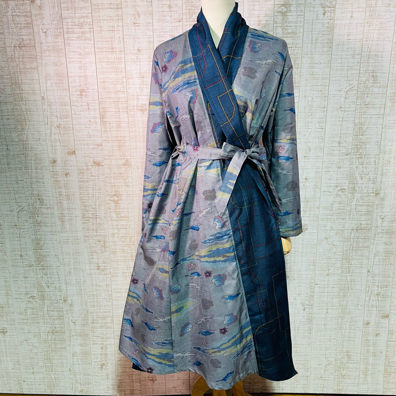 ２種類大島紬でフレアードレスコートorワンピースM～Ｌ