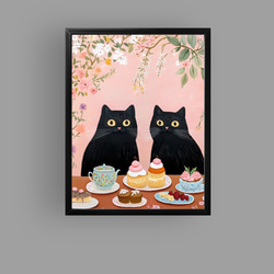 絵画 | イラストポスター 58 ☆ 【猫魔術師はワインを飲むのが好きだ