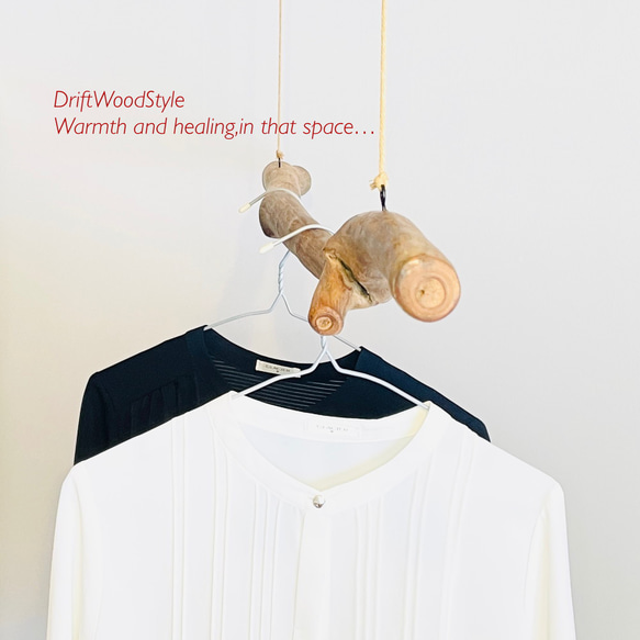 1ｍサイズのシンプルな流木のハンガーラック 北欧 衣装掛け ハンギング 吊り下げ ハンガーポール N114 4枚目の画像