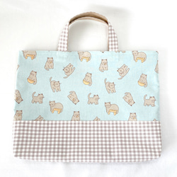 レッスンバッグ　通園バッグ　図書バッグ　ねこの日常　マンチキン　男の子　女の子　マチあり 2枚目の画像