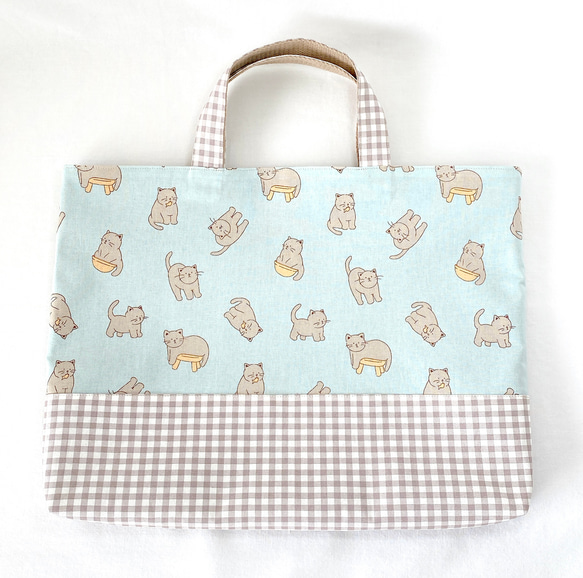 レッスンバッグ　通園バッグ　図書バッグ　ねこの日常　マンチキン　男の子　女の子　マチあり 2枚目の画像