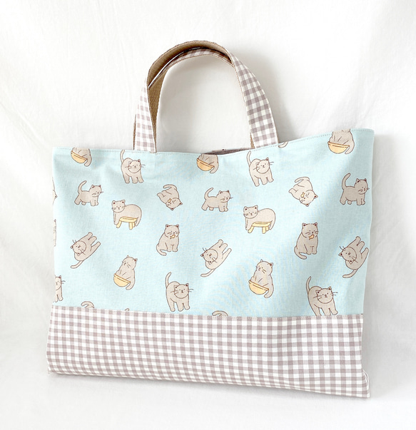 レッスンバッグ　通園バッグ　図書バッグ　ねこの日常　マンチキン　男の子　女の子　マチあり 5枚目の画像