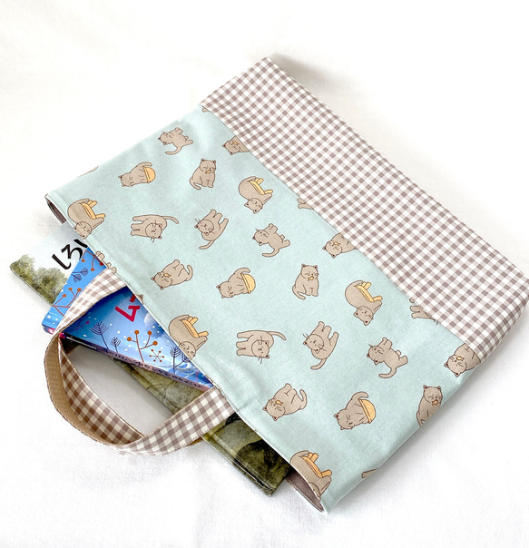 レッスンバッグ　通園バッグ　図書バッグ　ねこの日常　マンチキン　男の子　女の子　マチあり 6枚目の画像