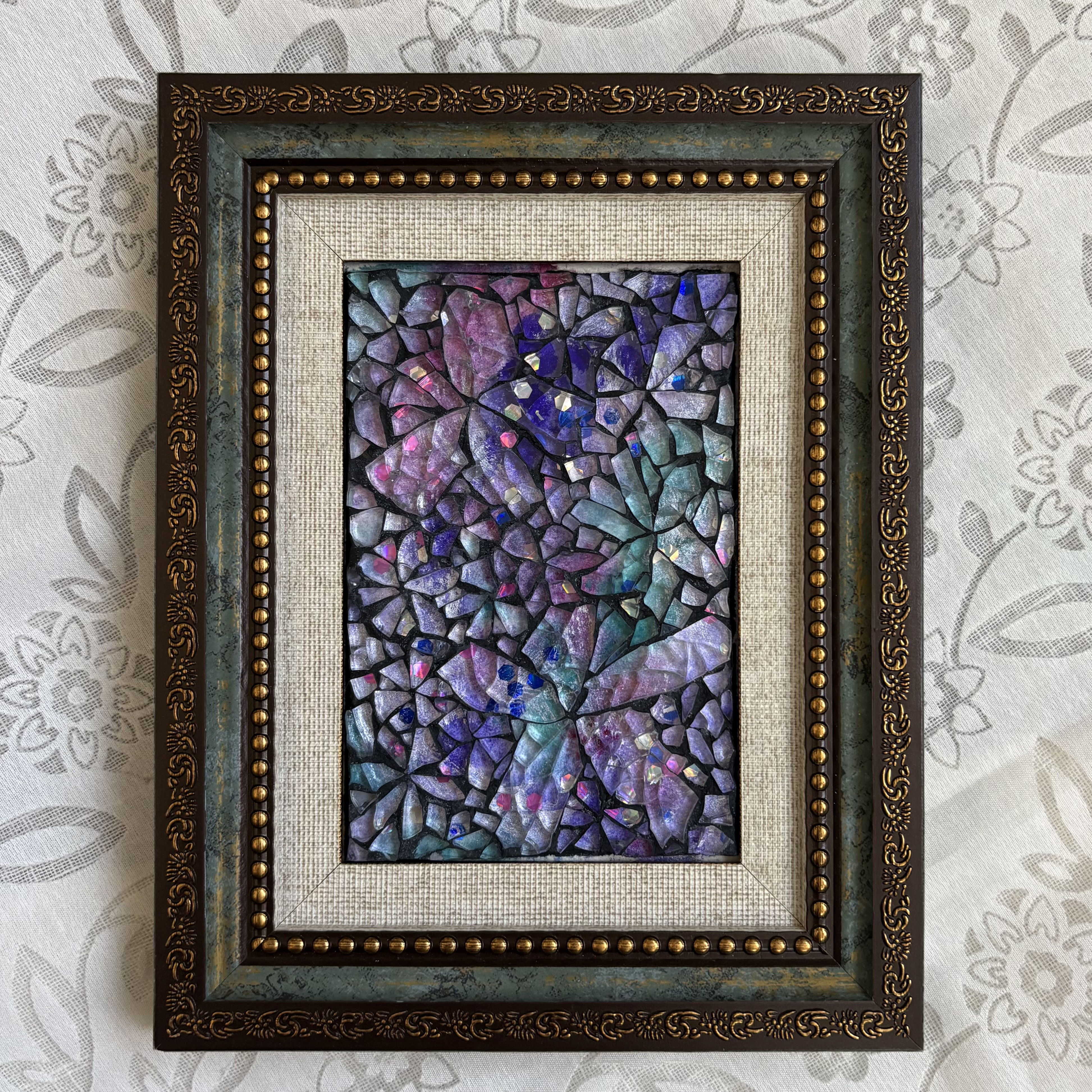 アンティークカラーの花　ガラスアート