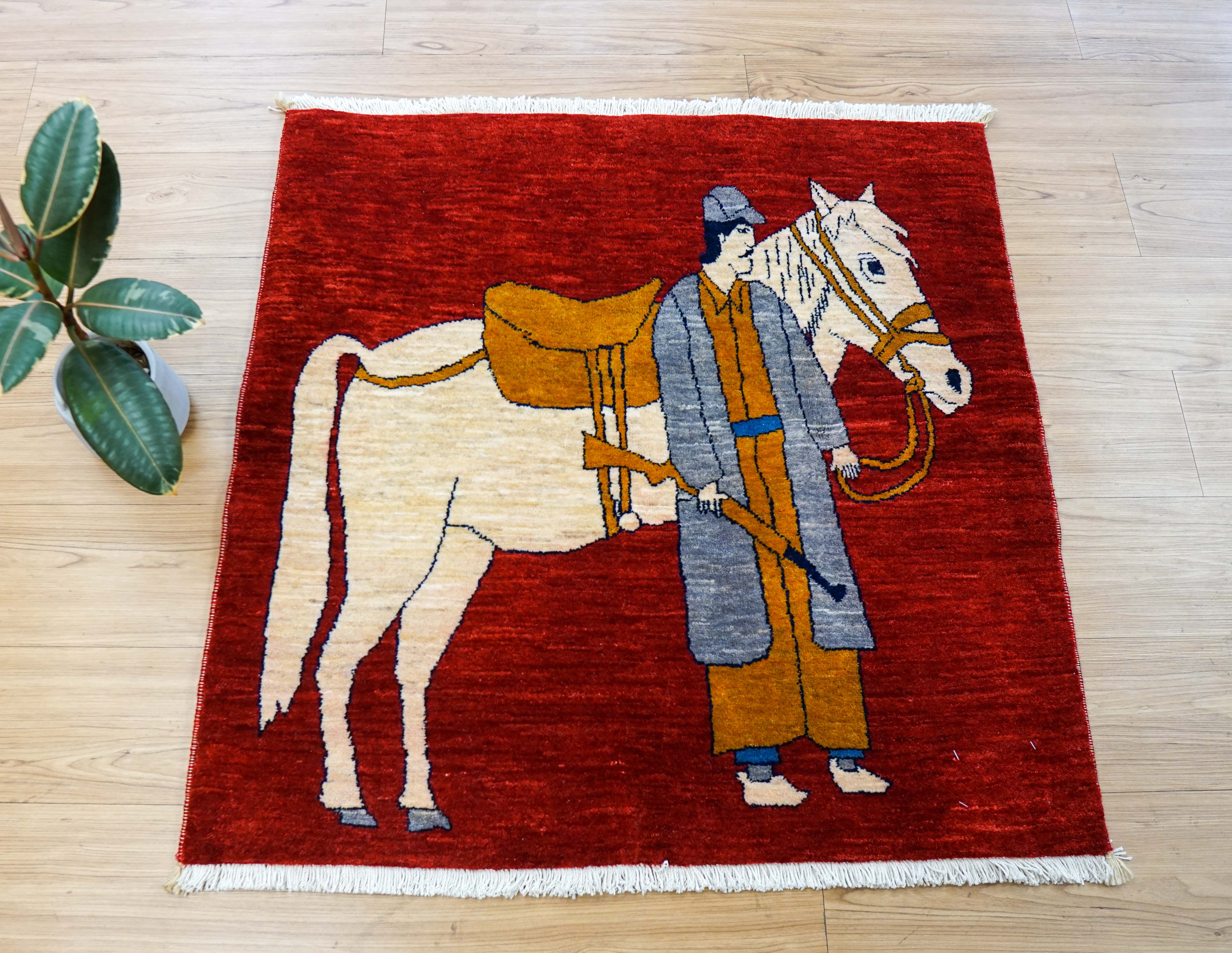 ペルシャ絨毯 カシュカイ族 88x87cm トライバルラグ