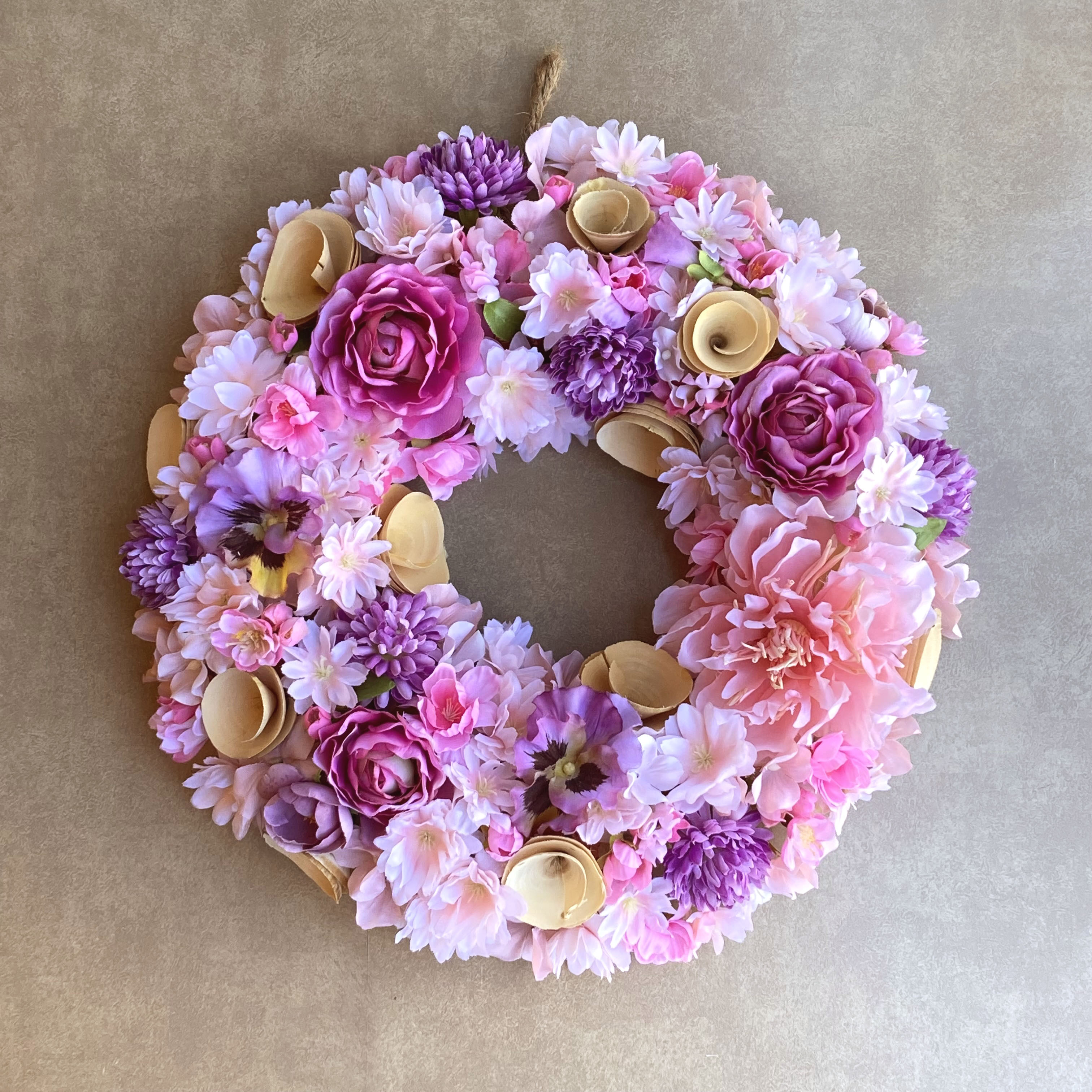 一点物【ひな祭り・母の日・スプリング】桃色のスプリングリース　桜／ラナンキュラス