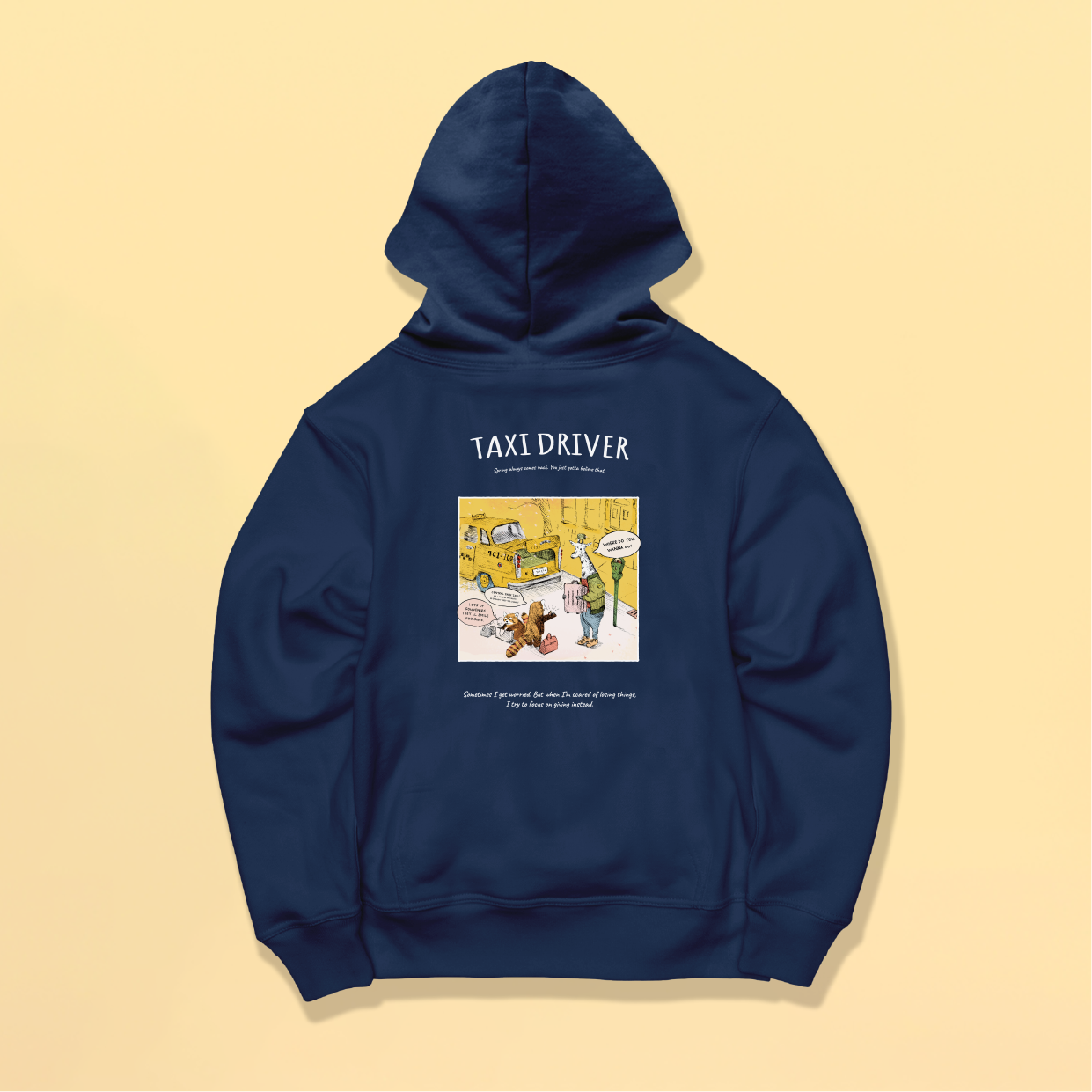 「TAXI DRIVER  SPRING IS COMING」しっかりコットン生地/プルオーバーパーカー/送料無料