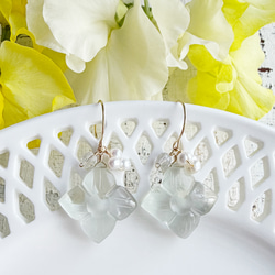 14KGF カランコエカットグリーンアメジスト 淡水パール ピアス 2枚目の画像