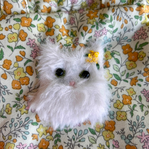大人かわいい猫ちゃんと小花柄のミニボストンバッグ 小物入れ バッグ