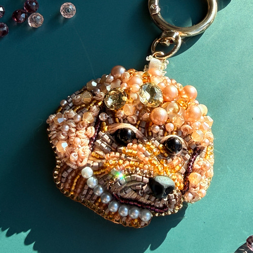 ビーズ刺繍 プードルバッグチャーム｜一点物 ハンドメイド