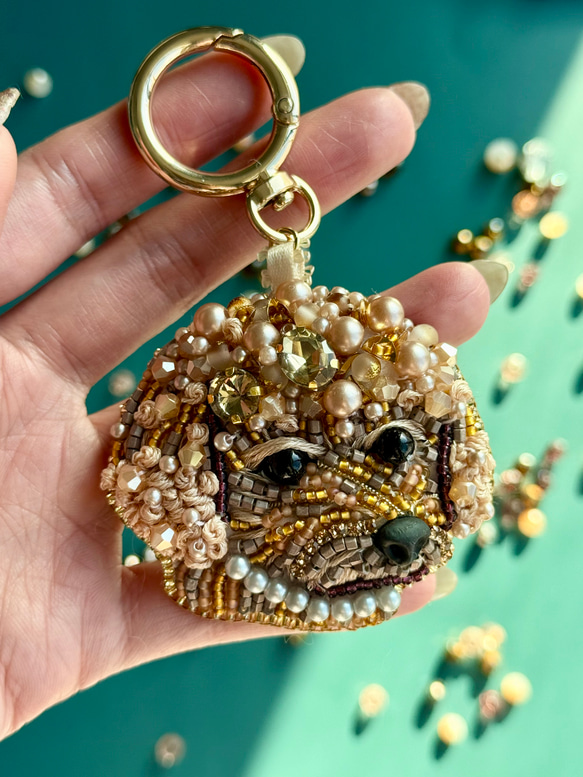 ビーズ刺繍 プードルバッグチャーム｜一点物 ハンドメイド